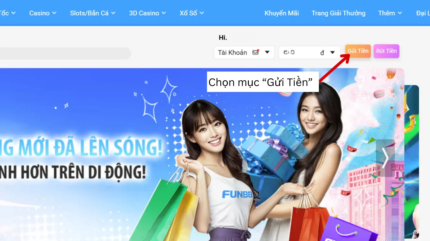 Quy trình nạp tiền FUN88 chi tiết