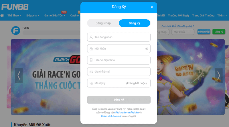Mở tài khoản, nạp và mua xổ số FUN88 rất dễ